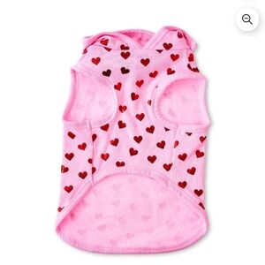New Dog Hoodie Pink With Red Hearts